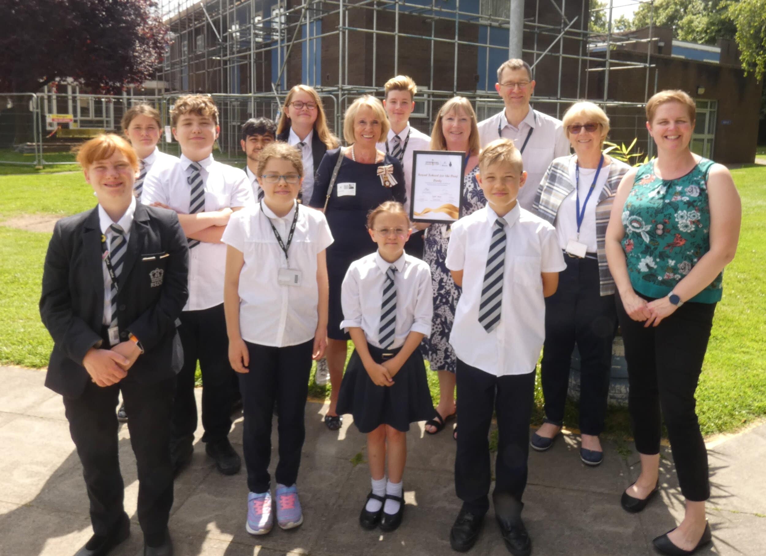 Children at the Royal School for the Deaf with, from left, Lord Lieutenant Liz Fothergill, Head teacher Helen Shepherd, chair of governors Janet Hall and teacher Marie Watson.