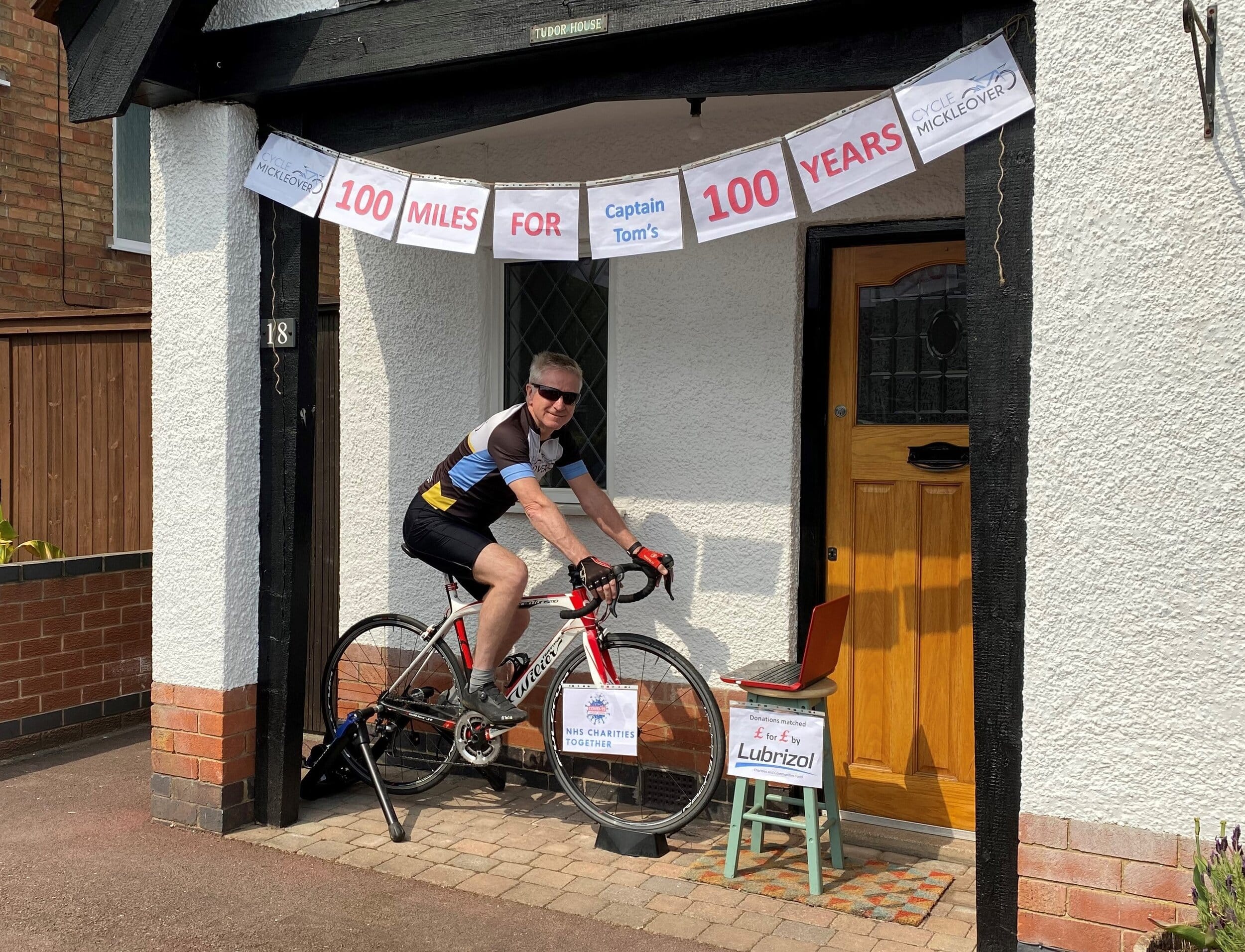 Cyclists who work for Derbyshire-based Lubrizol have cycled 100 miles to raise money for Captain Tom Moore's NHS challenge
