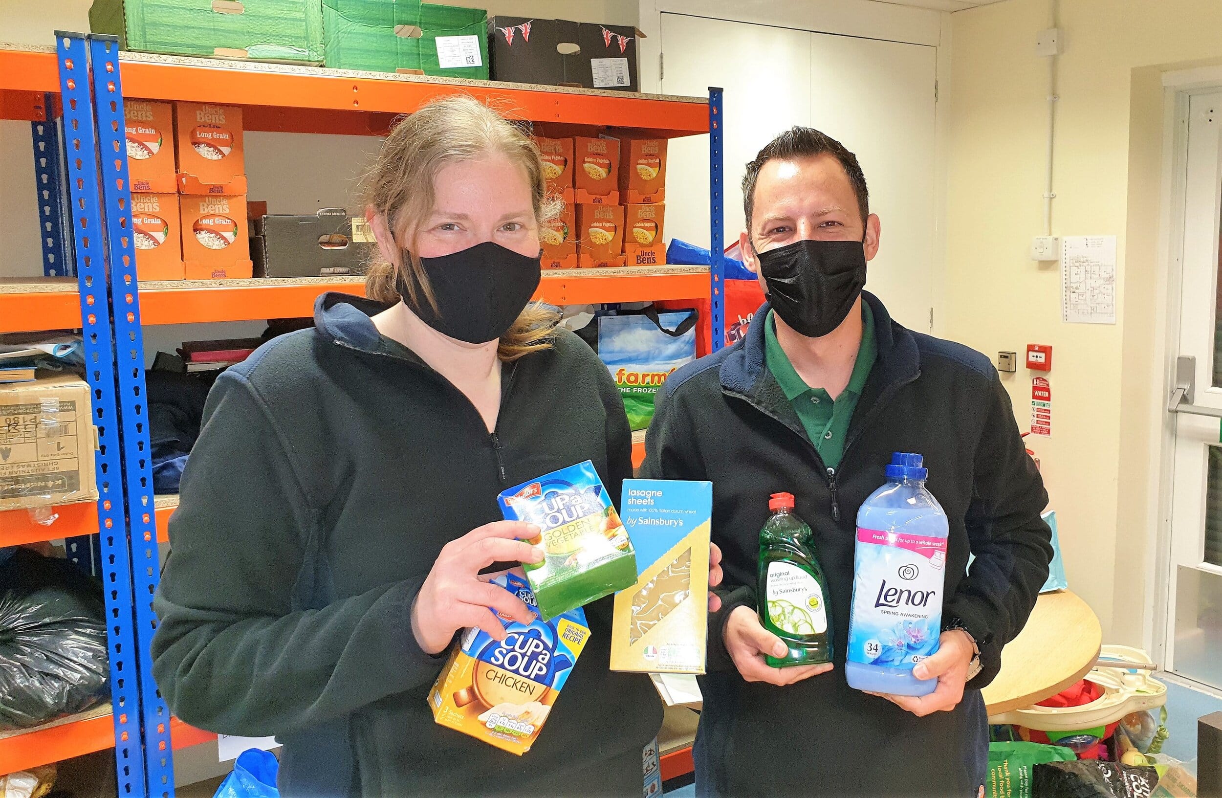 Joanne Hutsby and Ashley Hickenbotham, from Gillotts Funeral Directors took time out to help sort new donations and pack plastic bags full of food and household goods when they spent a couple of hours helping out at Eastwood Food Bank last month.