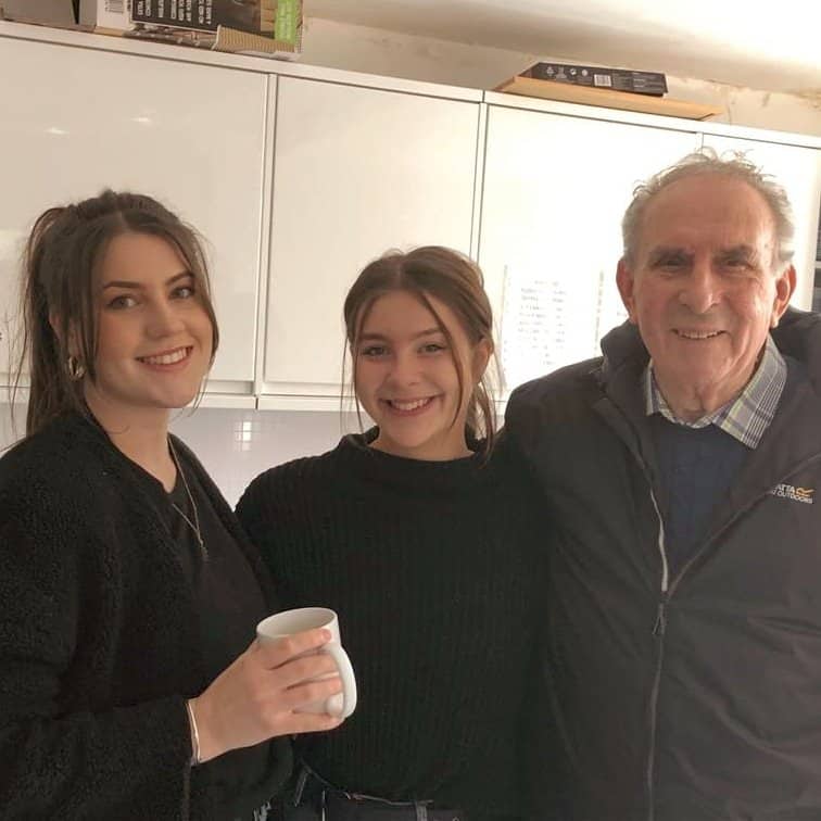 Georgia and Chessie Guy with their Grandad Ken