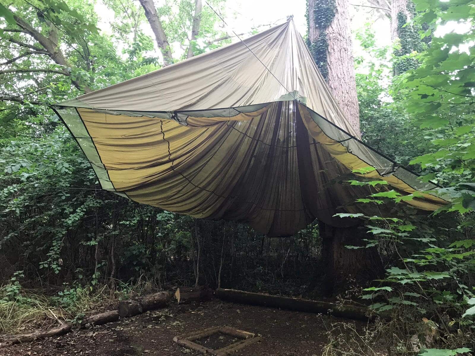 The bonfire canopy at St Giles School's The Hive prior to it being vandalised