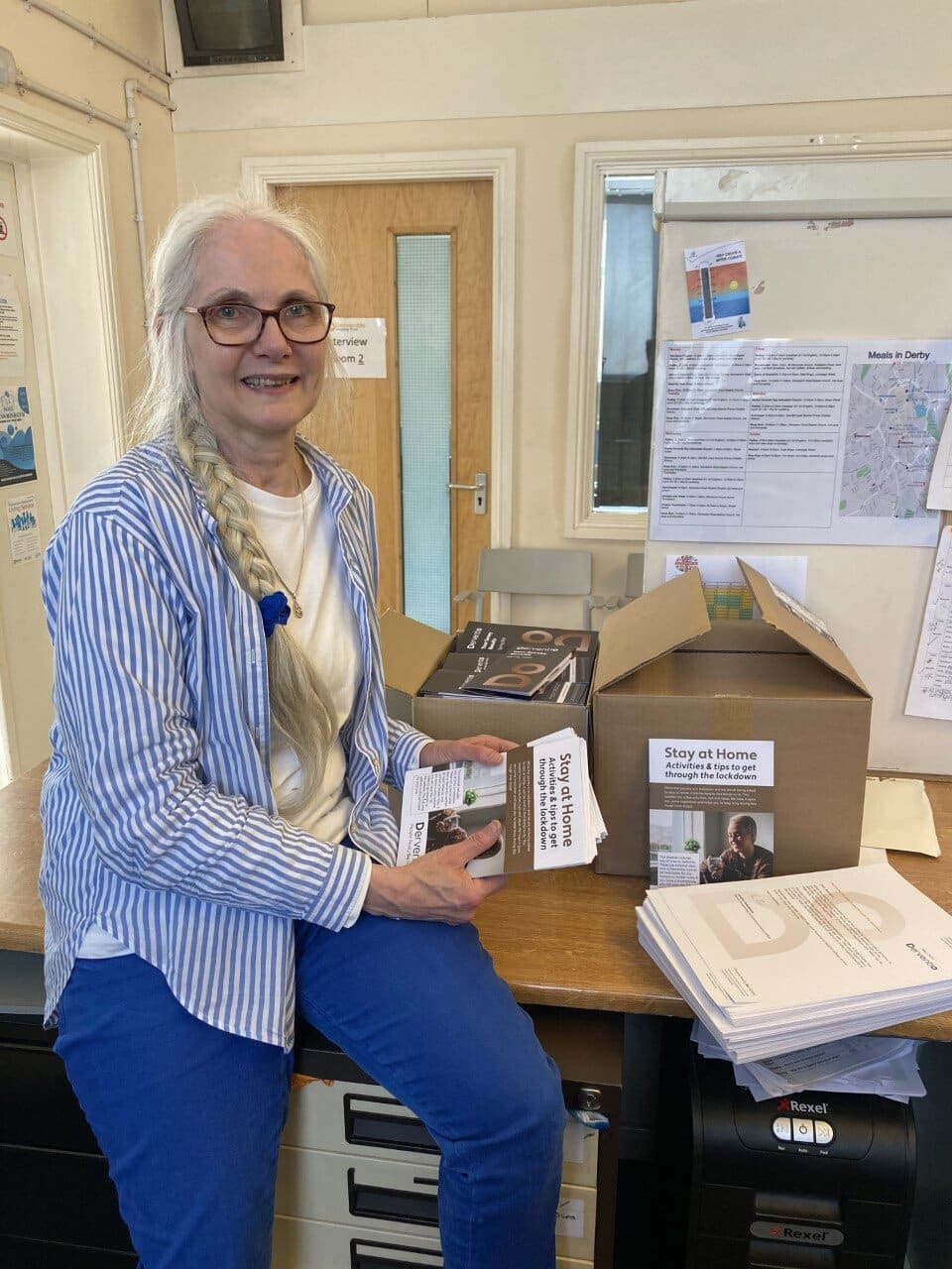 Jackie Carpenter, assistant director of Derventio Housing Trust, with some of  the Trust’s 750 distraction packs – consisting of puzzles, activities and welfare advice.