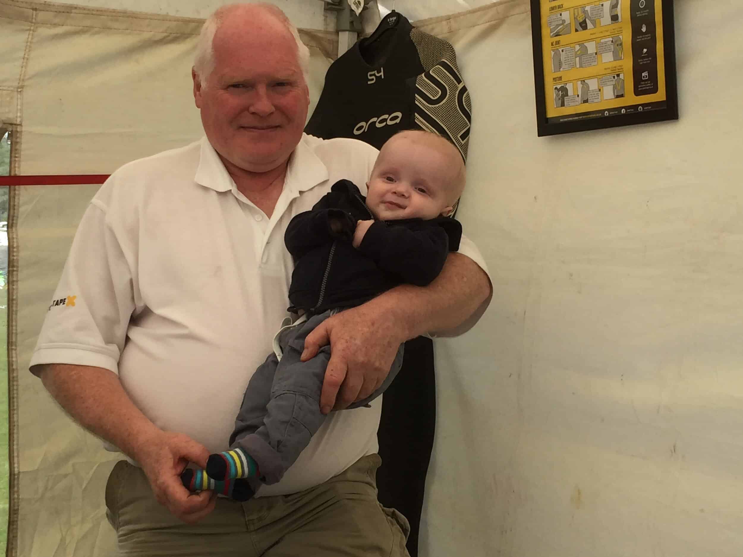 John Mitchell, from Tadworth, with his step grandson Jacob Spicer-Grattan. John has donated £1,500 to Christopher’s Hospice in Jacob’s memory after winning a motorbike on competition website www.giveawaylife.co.uk