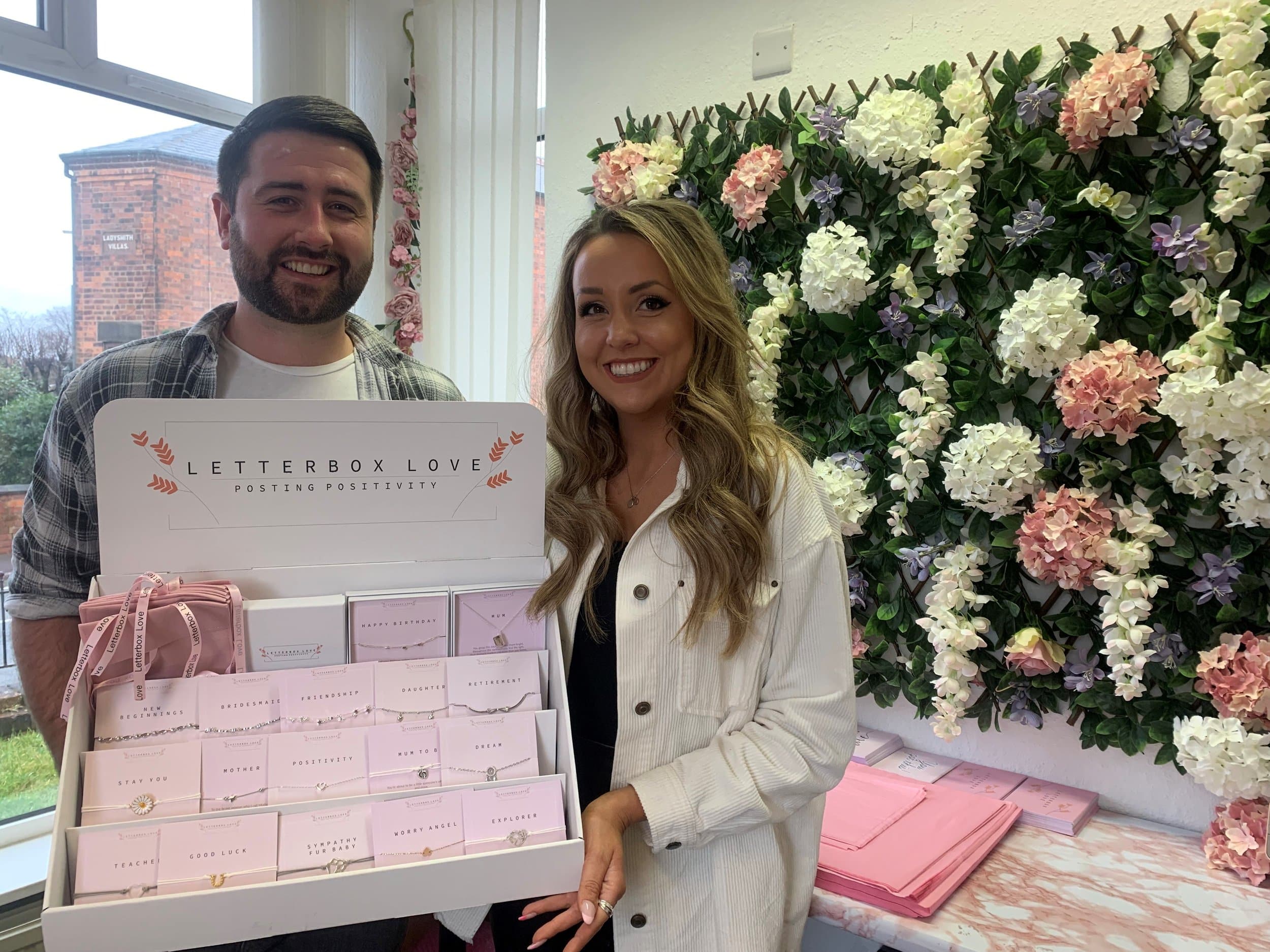 Liam and Kerry Bilson are celebrating a successful first year of their Derbyshire jewellery business Letterbox Love