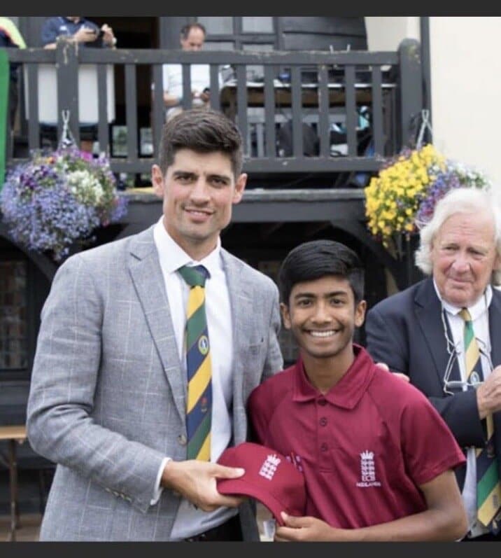 Nafis with former England cricketer Sir Alistair Cook.