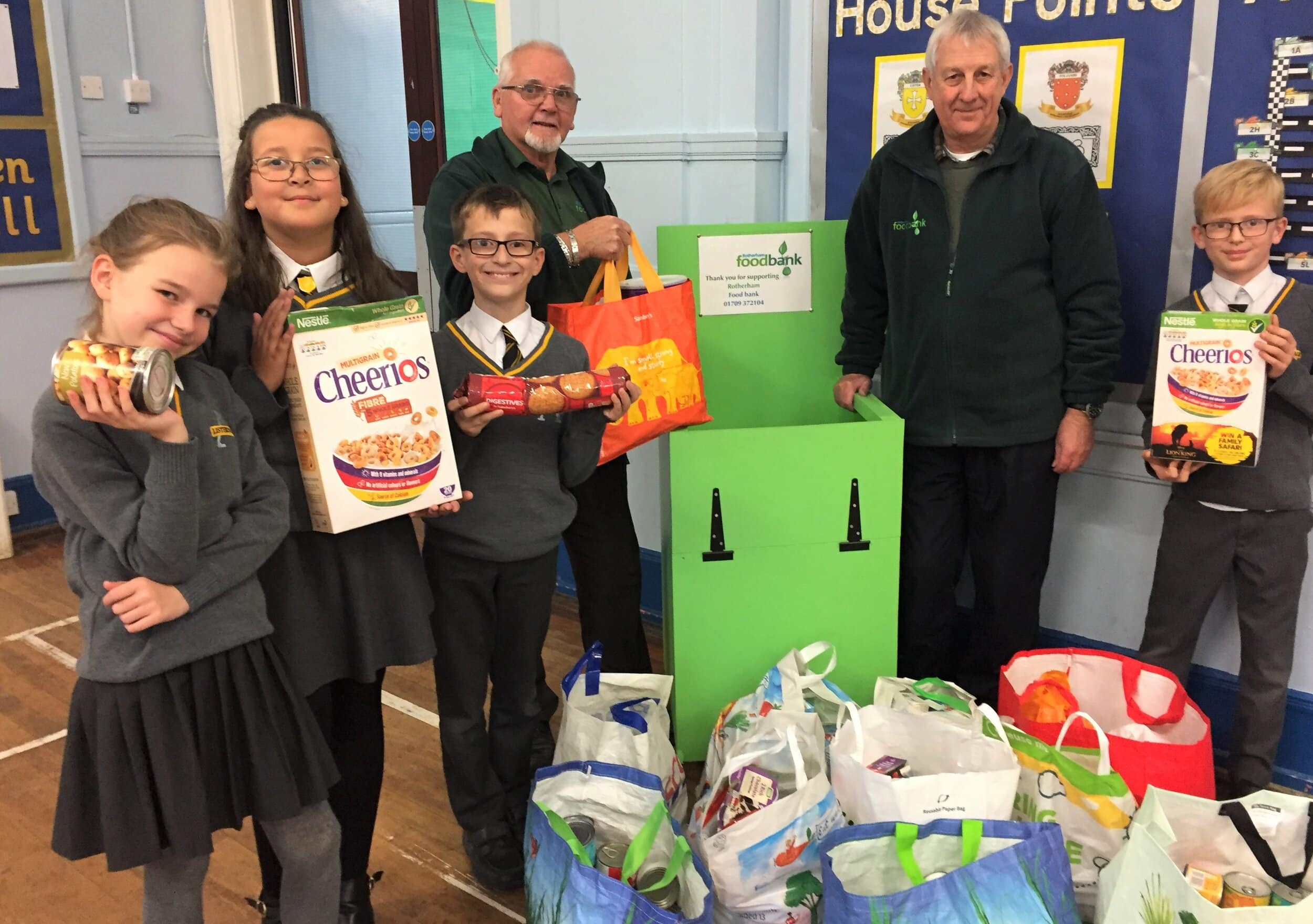 Pupils from Listerdale Junior Academy donated the food from their Harvest Festival Assembly to the Rotherham Fiood Bank.