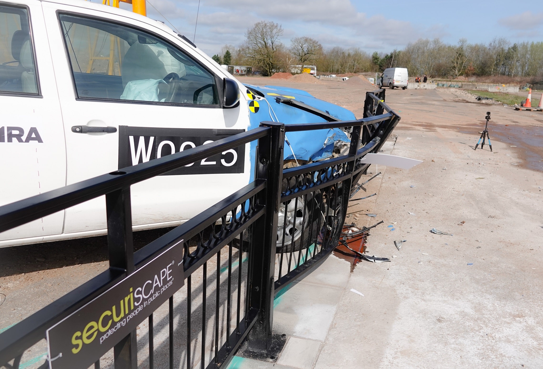 Securiscape’s HVM Socketed Guardrail earned its IWA-14 rating after it stood firm when deliberately rammed by a 2.5 tonne 4WD pick-up travelling at 30mph during the test at MIRA. Penguin PR: public relations, media and communications