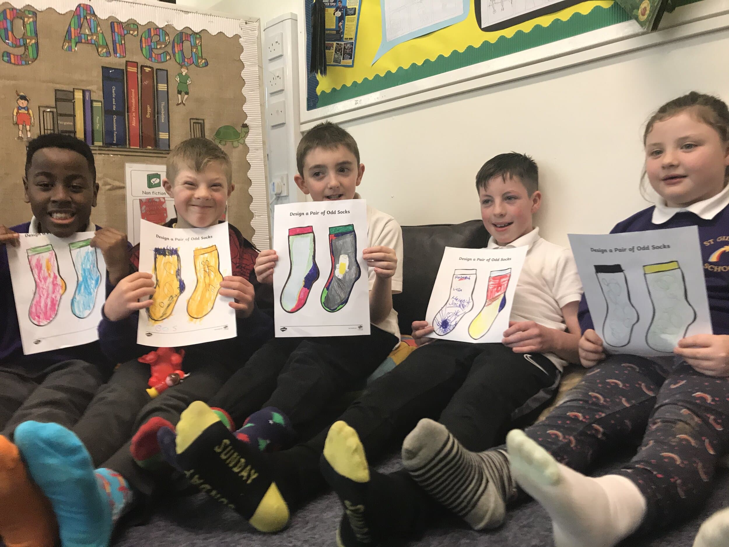 These youngsters from St Giles School wore odd socks to school for anti-bullying week to show their individuality.