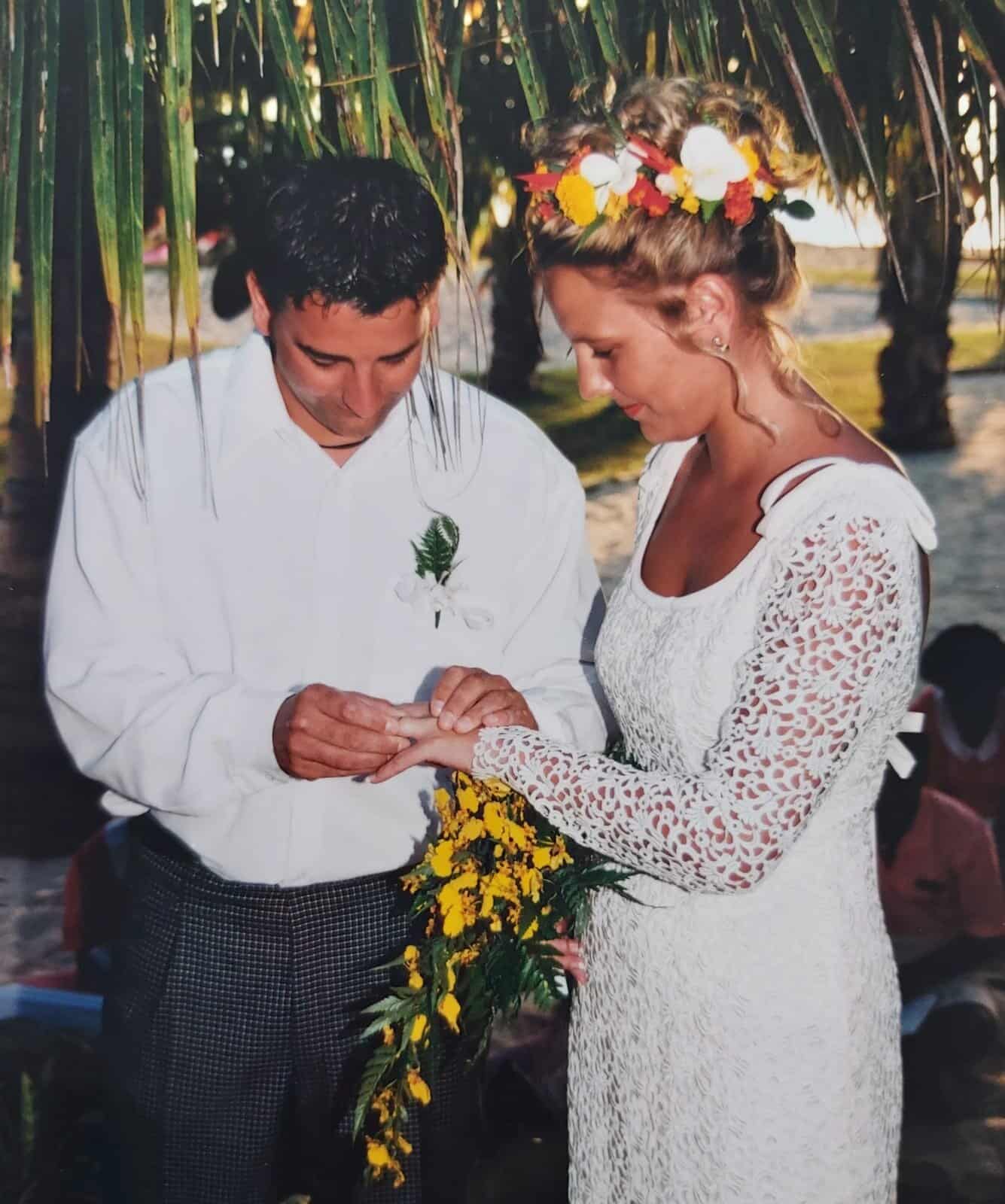 Victoria during her wedding to Carl Spencer on the island of Fiji