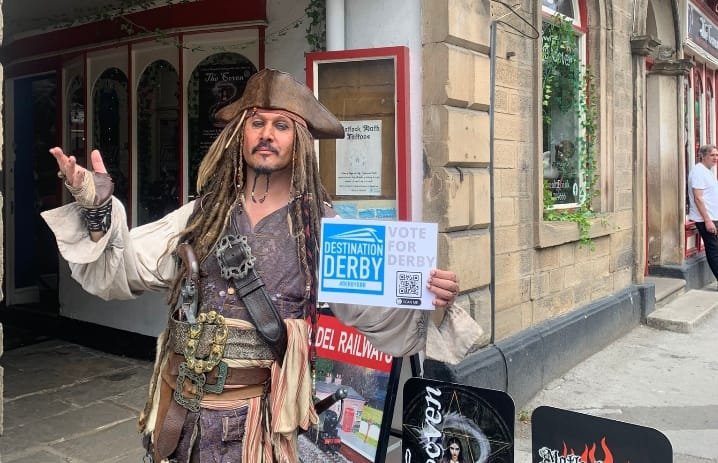 Even Captain Jack Sparrow is backing Derby's bid to become the home of the Great British Railway