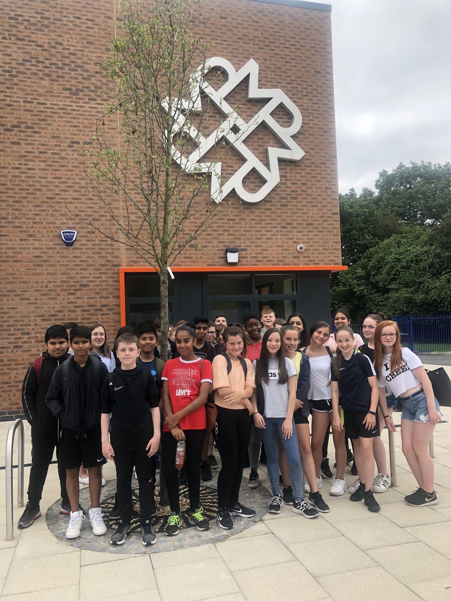 Year 7 pupils outside the new £9m Maple Park at Murray Park School in Derby. Penguin PR: public relations, media and communications