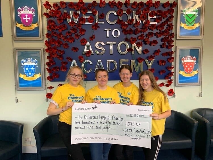 Sophie Gray, Bethany McKonkey, Anna French and Megan Owen, from Aston Academy, have been fundraising for Sheffield Children’s Hospital.