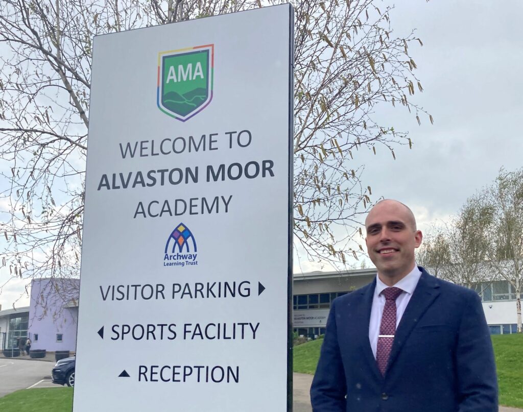 Dan Ingram outside Alvaston Moor Academy