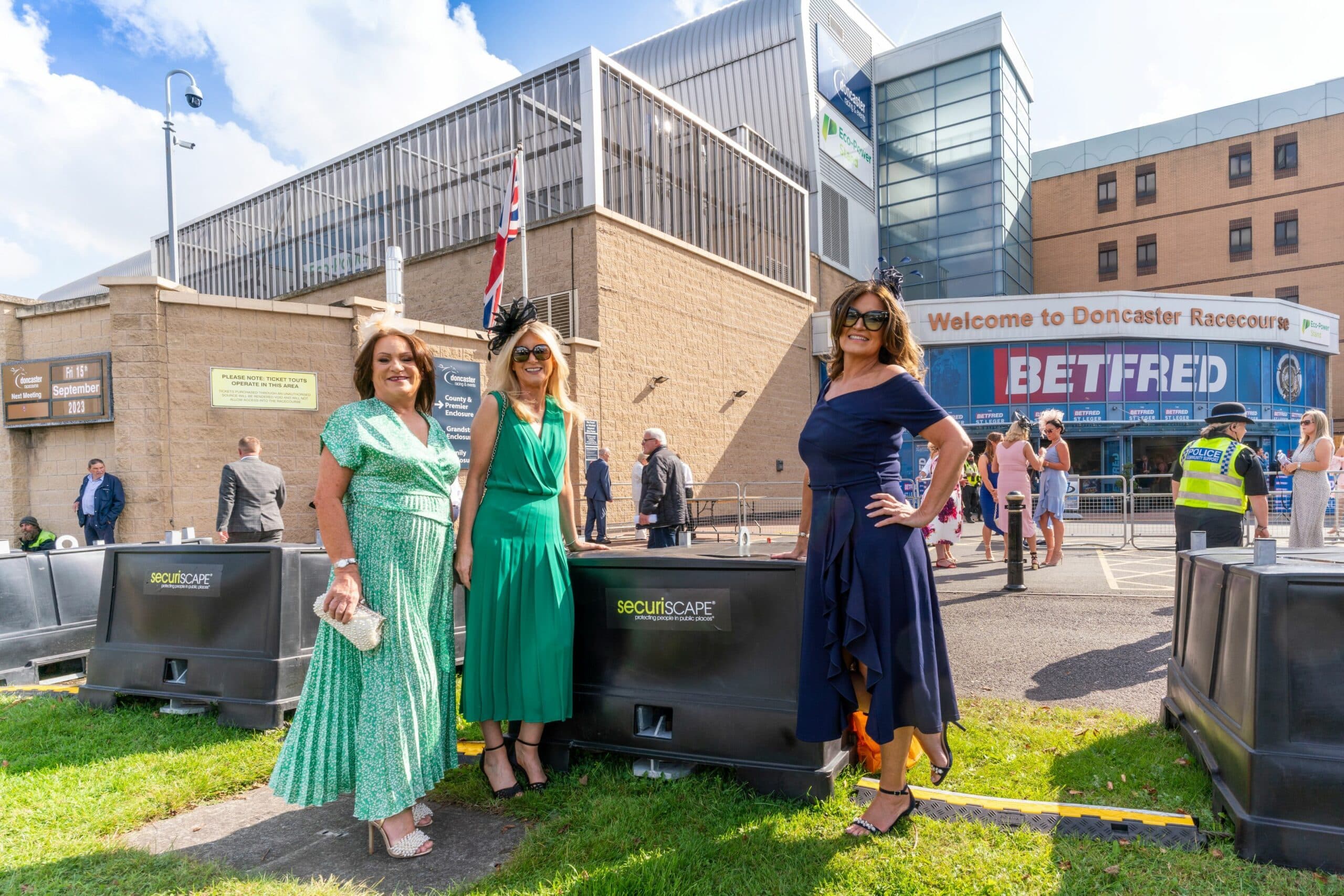 Derbyshire security products suppliers Securiscape fitted 48 of its Securipod temporary HVM defences to protect visitors attending the Betfred St Leger festival at Doncaster Racecourse last month.