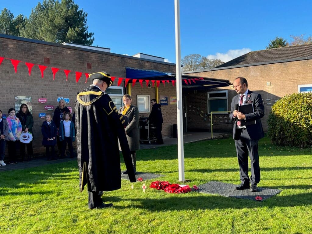 Mayor of Derby lays a wreath at Royal School for the Deaf Derby