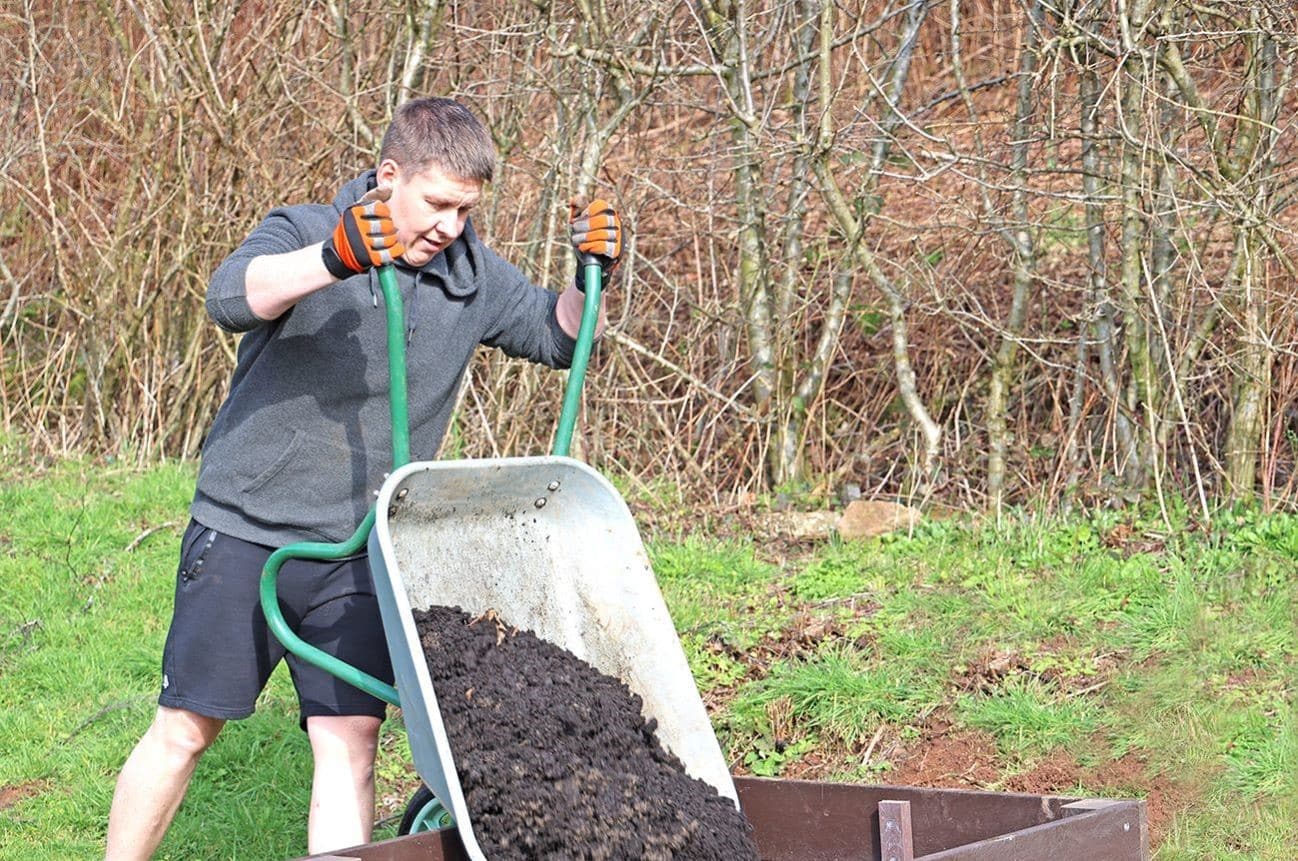 The TDP raised bed being filled with soil
