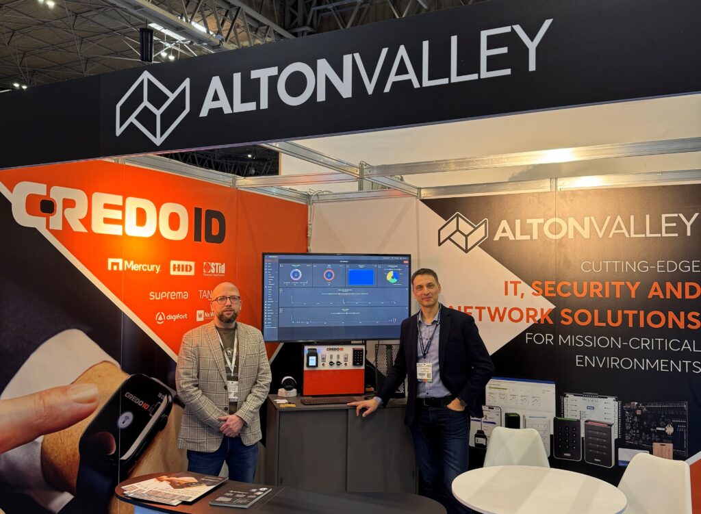 This photo shows both Credo ID and Alton Valley at branded booth at The Security Event trade show in Birmingham’s NEC.