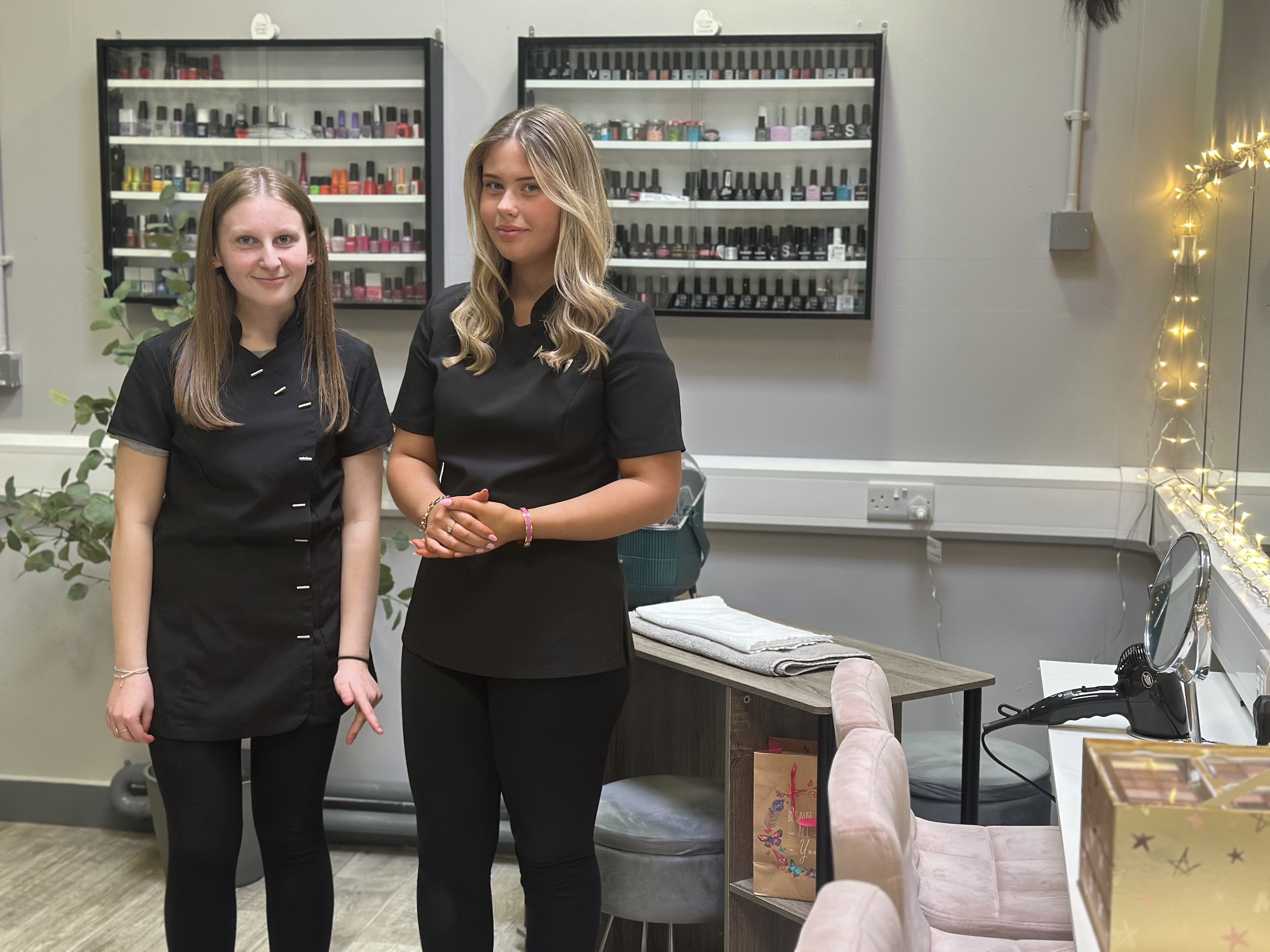 Sophie Thorley (left) and Maisy May Mulholland attend the salon at least once a week to learn health, hair and beauty