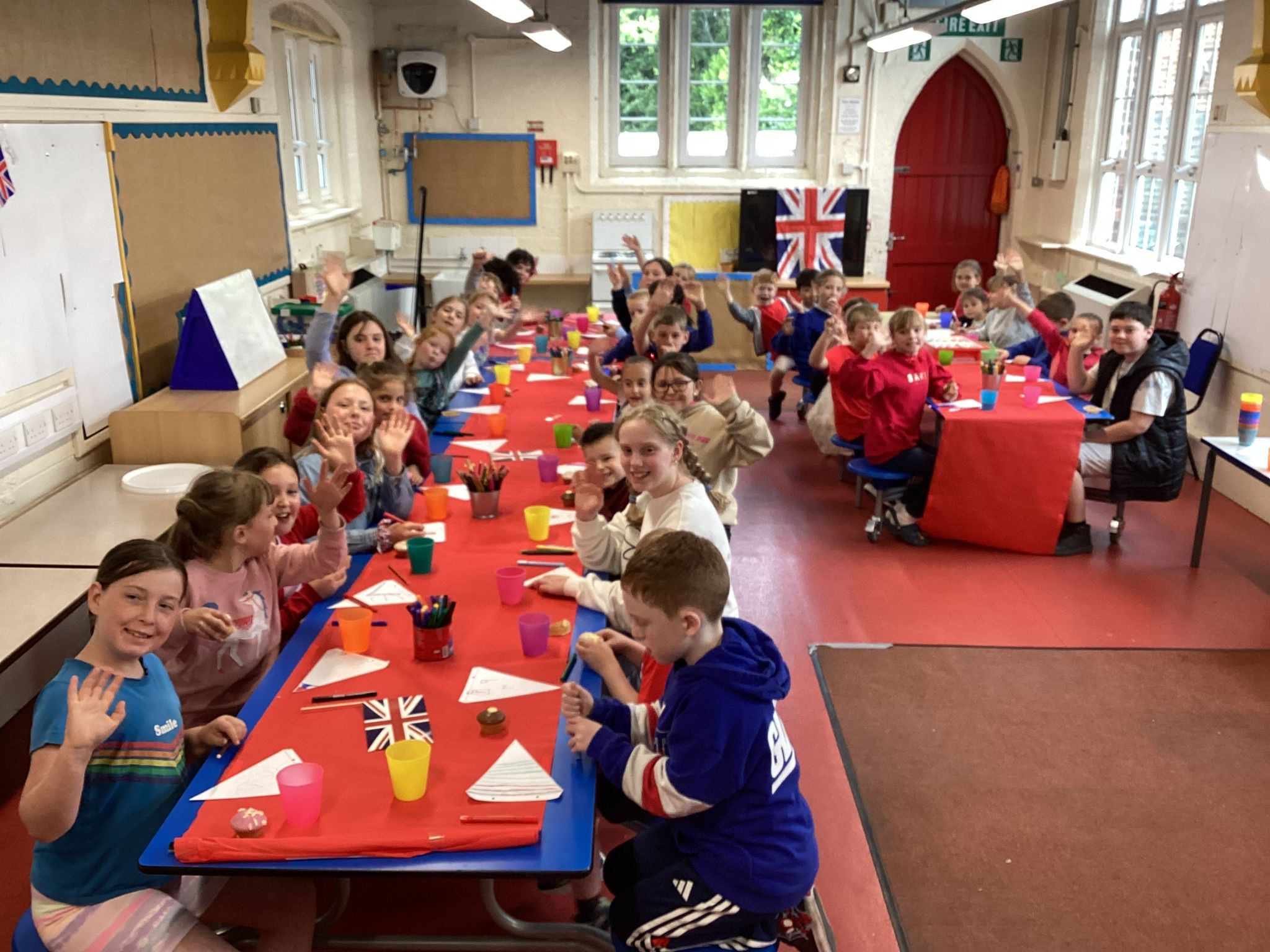 Pupils celebrate VE Day at Stalley Common School with a street style party