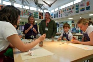 Repton students and teacher with Paul Cummins