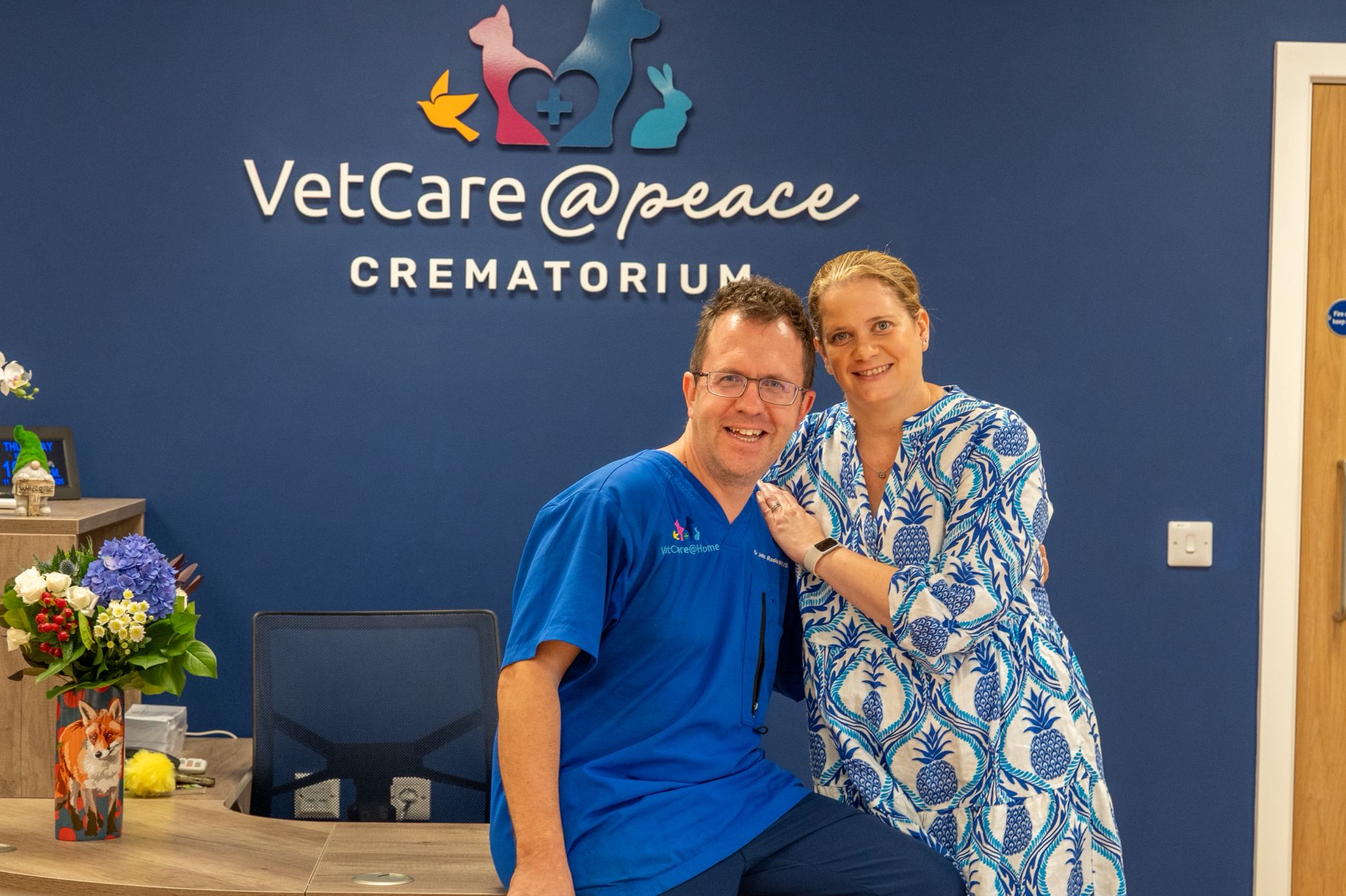 John and Catherine Rosie inside VetCare@Peace