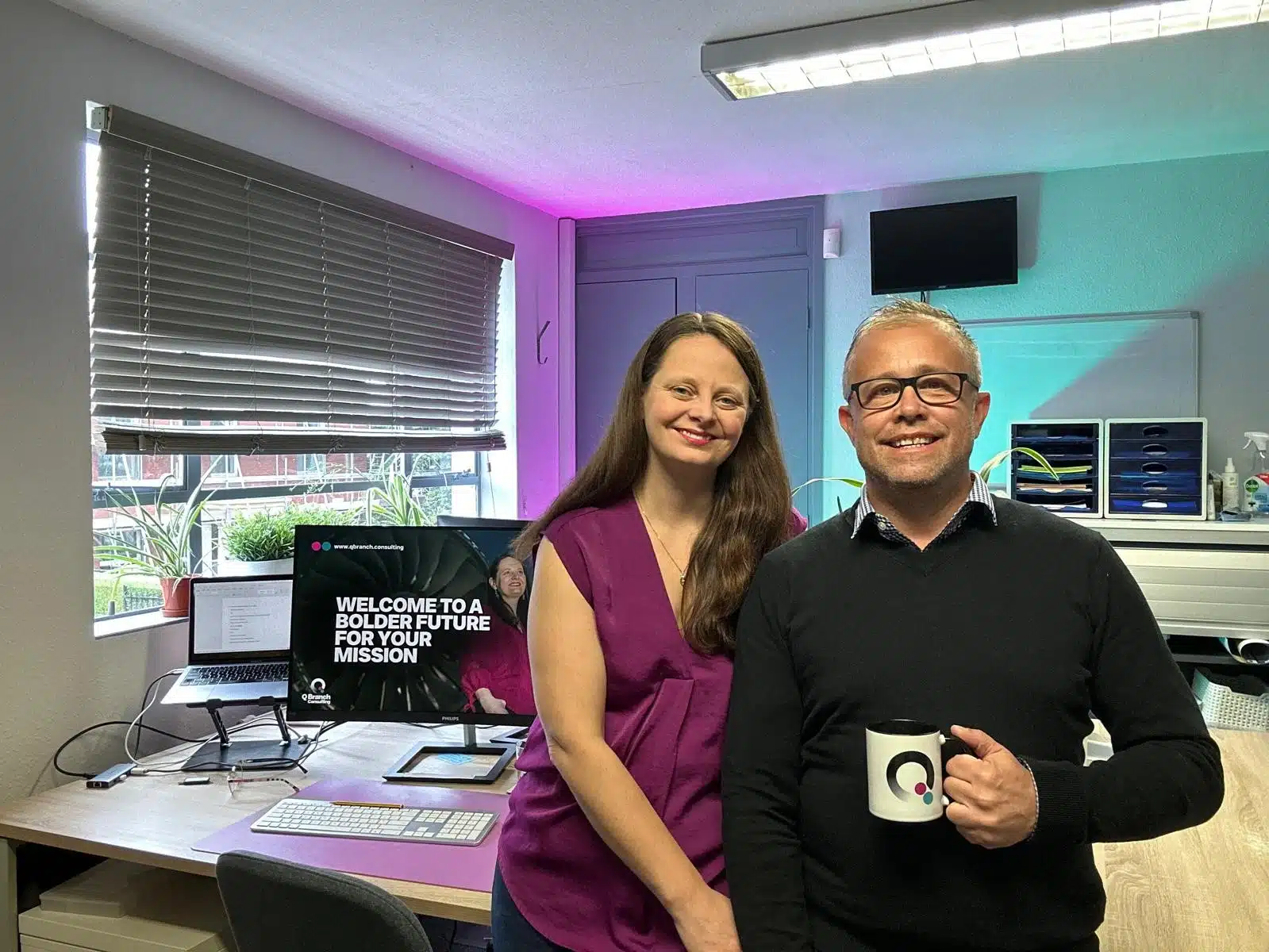 Jenny and Matt in their new offices in Melbourne