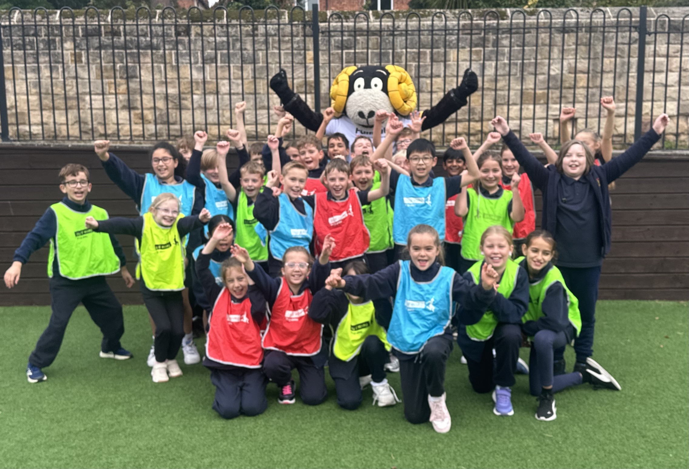 Pupils at William Gilbert School enjoyes a visit from Rammie after completing the Joy of moving programme