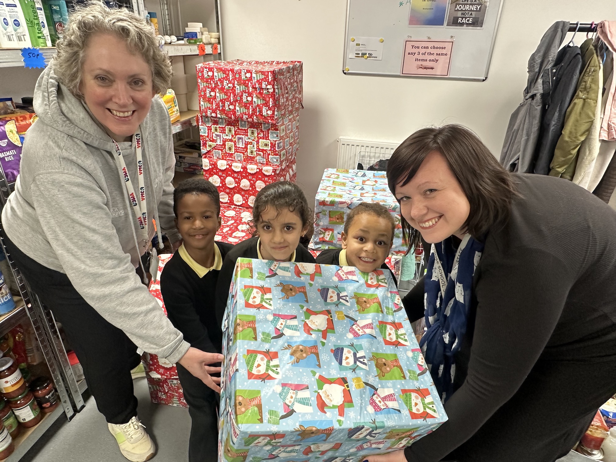 Lifelong learning director, Louise Curd from the YMCA with pupils and careers lead Clare Amos from The Bemrose School