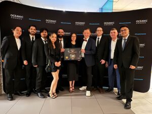 Staff from Derby COSMO collecting the award for 'Best Buffet Restaurant of the year' at the English Food Awards.