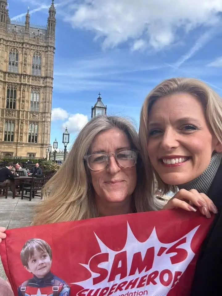 Rachel Liew, founder of Sam’s Superheroes, attended Parliament as MP Samantha Niblett called for action on funding, research and support for families facing these devastating conditions.