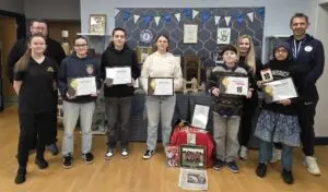 The Deafersify team with students from The Royal School for the Deaf and former member of the Great Britain Deaf Football team John Atkinson