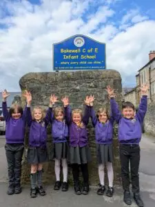 Pupils from Bakwell CofE Infant School celebrate their latest SIAMS report