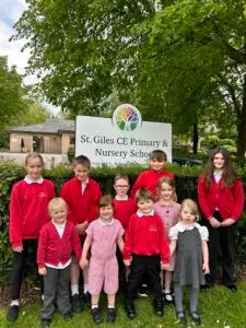 Pupils of St Giles Church of England Primary and Nursery School in Matlock.