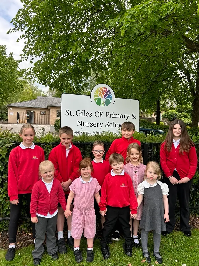 Pupils of St Giles Church of England Primary and Nursery School in Matlock.