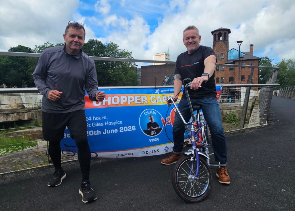 Runner Phil Mason, left, is taking on a 24-hour 100-mile run with HUUB boss Dean Jackson MBE. who will be trying to beat him in the pair's Chopper Challenge.