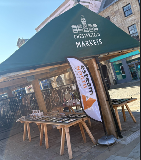 Esteem North Academy's stand at a recent market in Chesterfield as part of its careers offer