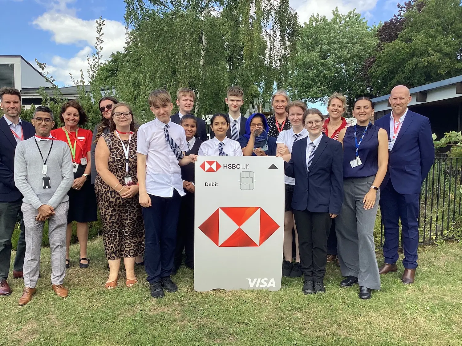 Pupils and staff from The Royal School for the Deaf Derby with colleagues from HSBC UK and RNID, who are working together to make financial education more accessible for deaf young people.