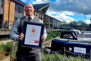 Tony Preston, Sales and Marketing Manager at Mercia Marina, received the award from Lady Victoria Borwick, Chair of VisitEngland, at a national ceremony held at The Post Barn in Newbury.